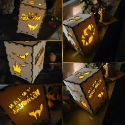 Halloween Windlicht, Halloween Lampe, Laterne Halloween Boxen, Spinne, Kürbis, Hexe