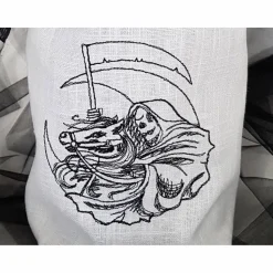 Halloween Windlicht Lichtbeutel Vasenhusse Sensenmann GESTICKT Leinen Spitze