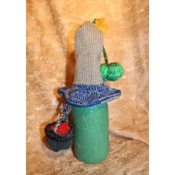 Halloweendeko HEXE– Handgemachte Hexe aus einer Sektflasche, witziges Upcyclingobjekt für Deine Halloweenparty