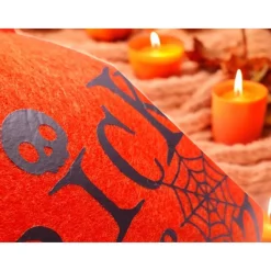 Halloween-Filztasche mit Boo-Geist, Hexenhaus & schlafender Katze – Handgemachter Süßigkeitenbeutel