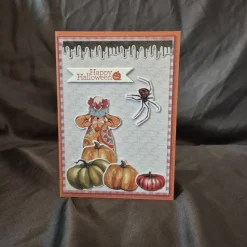 Halloweenkarte / Clownsmotiv / Spinnenmotiv / Happy Halloween Spruch / Kürbisgrußkarten / Halloweenkarte Clown