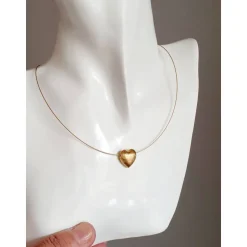 Halskette mit Herz Anhänger, Herzkette aus Silber vergoldet