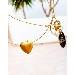 Halskette mit Herz Anhänger, Herzkette aus Silber vergoldet