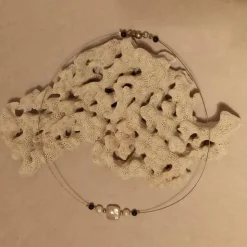 Halskette mit Zuchtperlen-Quadrat weiß