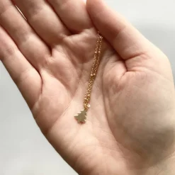 Halskette „Tannenbaum“ gold - Goldfarbene Kette aus Edelstahl mit Anhänger Tannenbaum