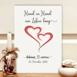 Hand in Hand ein Leben lang – Personalisiertes Geldgeschenk im Bilderrahmen zur Hochzeit