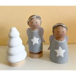Handbemalte Engel Figurenkegel aus Holz – Weihnachtsdeko & Peg Dolls
