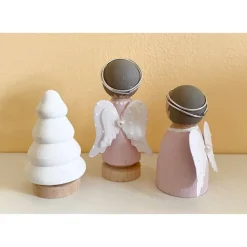 Handbemalte Engel Figurenkegel aus Holz – Weihnachtsdeko & Peg Dolls