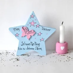 Handbemalter Holzstern Erinnerung für Sternenkind – Personalisierbares Andenken für Eltern