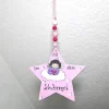 Handbemalter Holzstern Schutzengel für Mädchen – Personalisierbares Geschenk & Glücksbringer