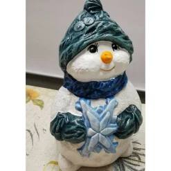 Handbemalter Schneemann aus Keramik – wetterfest & liebevoll gestaltet