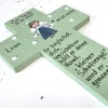 Handbemaltes Holzkreuz personalisiert – Kinderkreuz zur Taufe für Jungen mit Schutzengel & Wunschtext