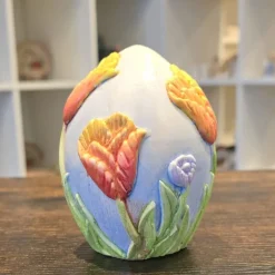 Handbemaltes Osterei mit Tulpenmotiv - Ostern -