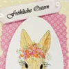 Handcolorierte Osterkarte Hase mit Blumenkranz – Fröhliche Ostern in Pastell, Klappkarte 10,5x14,5cm
