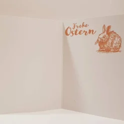 Handcolorierte Osterkarte Hase mit Blumenkranz – Fröhliche Ostern in Pastell, Klappkarte 10,5x14,5cm