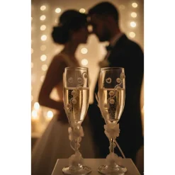 Handdekorierte Hochzeits-Sektgläser mit Perlen – Pearl Romance (2er Set)