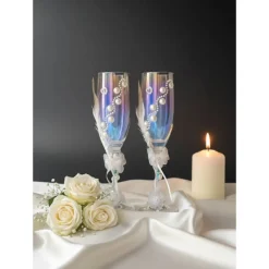 Handdekorierte Hochzeits-Sektgläser mit Perlen – Pearl Romance (2er Set)