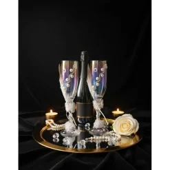 Handdekorierte Hochzeits-Sektgläser mit Perlen – Pearl Romance (2er Set)