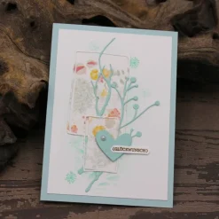 Handgefertigte Geburtstagskarte, Glückwunschkarte mit zarten Zweigen