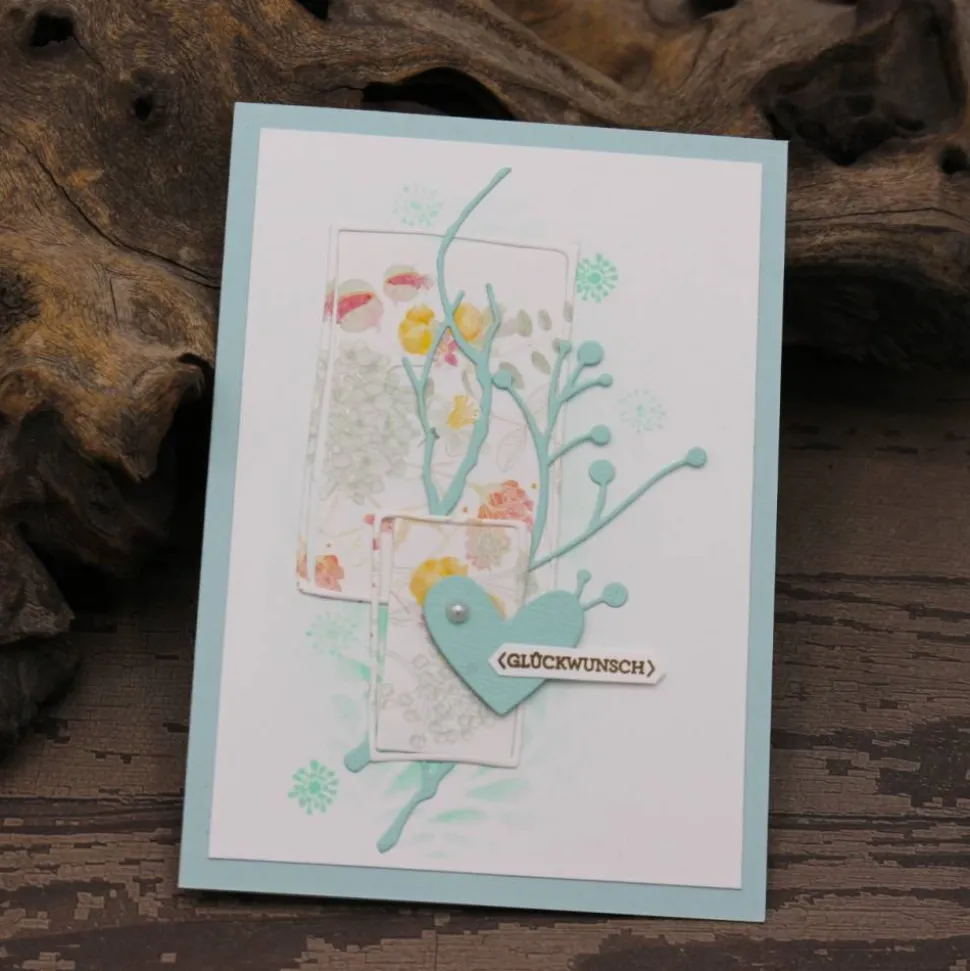 Handgefertigte Geburtstagskarte, Glückwunschkarte mit zarten Zweigen
