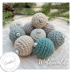Handgefertigte gehäkelte Christbaumkugeln 10er-Set – nachhaltiger Weihnachtsschmuck Grau Creme Patina bruchsicher