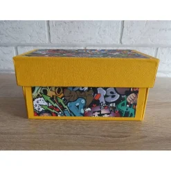 Handgefertigte Geldgeschenkverpackung Skateboard gelb-bunt