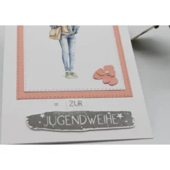 Handgefertigte Geschenkbox zur Jugendweihe mit Karte & Geldfach