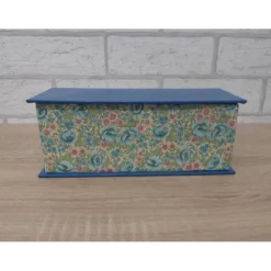 Handgefertigte Geschenkverpackung aus Pappe, Papier und Buchleinen - Blumenmotiv