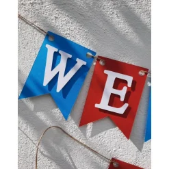 Handgefertigte Girlande Welcome Home Rot Blau Weiß superschöne Girlande Willkommen