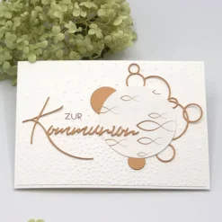Handgefertigte Glückwunschkarte zur Kommunion – liebevolle Karte zur Erstkommunion