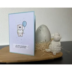 Handgefertigte Glückwunschkarte zur Geburt Junge Baby 