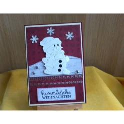Handgefertigte Grußkarte zu Weihnachten mit Schneemann