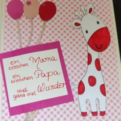 Handgefertigte Grußkarte zur Geburt