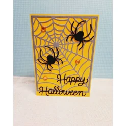 Handgefertigte Halloweenkarte Happy Halloween Spinnen Spinnennetz - inkl. Einlegeblatt & Umschlag