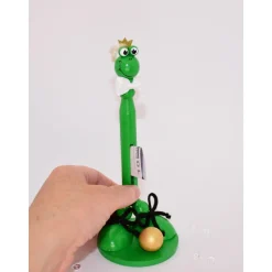 Handgefertigte Holzfigur Frosch mit goldener Krone – Originelles Geldgeschenk