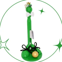 Handgefertigte Holzfigur Frosch mit goldener Krone – Originelles Geldgeschenk