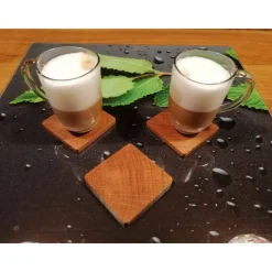 Handgefertigte Untersetzer aus Eiche-Hirnholz – 90x90 mm, geölt