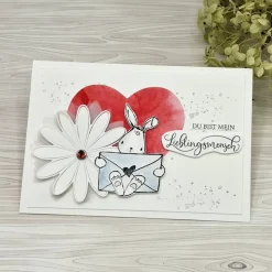 Handgefertigte Valentinskarte - Grußkarte zum Valentinstag