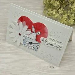 Handgefertigte Valentinskarte - Grußkarte zum Valentinstag