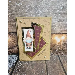 Handgefertigte Weihnachtskarte Weihnachtszwerg  - inkl. Einlegeblatt & Umschlag