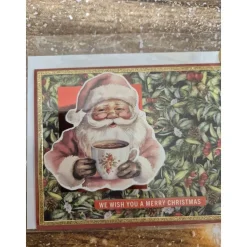 Handgefertigte Weihnachtskarte Weihnachtsmann - inkl. Einlegeblatt & Umschlag