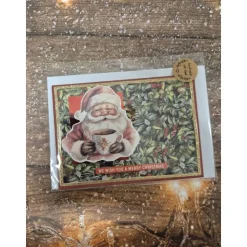 Handgefertigte Weihnachtskarte Weihnachtsmann - inkl. Einlegeblatt & Umschlag