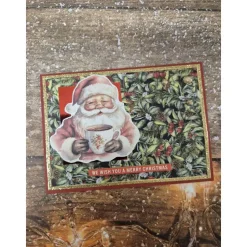 Handgefertigte Weihnachtskarte Weihnachtsmann - inkl. Einlegeblatt & Umschlag