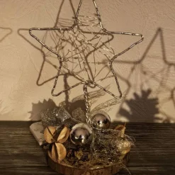 Handgefertigte Weihnachtsdeko, 2 x beleuchteter Stern aus Aluminiumdraht