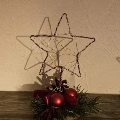 Handgefertigte Weihnachtsdeko, 2 x beleuchteter Stern aus Aluminiumdraht