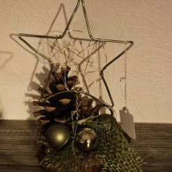 Handgefertigte Weihnachtsdeko, 2 x beleuchteter Stern aus Aluminiumdraht