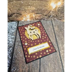 Handgefertigte Weihnachtskarte Rentier Holz - inkl. Einlegeblatt & Umschlag