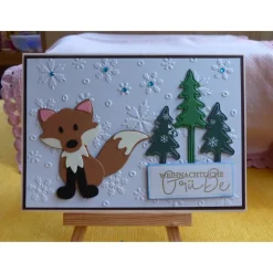 Handgefertigte Weihnachtskarte,Fuchs,Tennenbäume