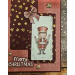 Handgefertigte Weihnachtskarte Trommler - inkl. Einlegeblatt & Umschlag