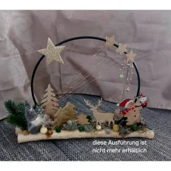 Handgefertigte Weihnachtsdekoration: Metallring auf Birkenästen mit Beleuchtung – Individuell & Einzigartig